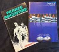 1982 and 2002 France and Argentina Rugby Programmes (2): France v Arg 11/82 in Paris and Arg v