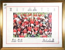 Fine multi signed Manchester United framed Printing Legends of Old Trafford, gold edition by