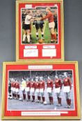 Framed and special glass of the England team lined up before World Cup Final kick-off on the Wembley