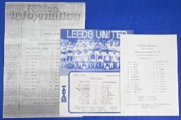 Manchester United 1982/83 reserves aways Leeds United, Aston Villa, WBA; fair/good. (3)