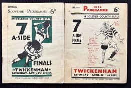 1931 and 1936 early Middlesex Sevens Rugby Programmes (2): With the super coloured woodcut and