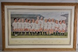 1991England Grand Slam signed Rugby Caricature Print: Huge 42” x 27” John Ireland coloured