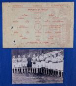 1945/46 Manchester United v Huddersfield Town single sheet match programme no. 1 (new series) 1st