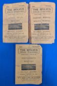 1946 3x Wolverhampton Wanderers Wolves Football League & Central League Programmes, v Aston Vill