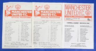Manchester United 1983/84 reserves homes Blackburn Rovers, Stoke City, Nottingham Forest; fair/good.