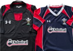 Men’s and Women’s Wales Replica Away Rugby Jerseys (2): Both Under-Armour make, short sleeved, the
