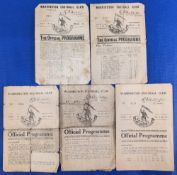 1924-1937 early Warrington v Wigan Rugby League Programmes, to include v Wigan 6th Sept 1924, 18th