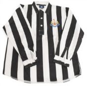 TOFFS retro match shirt 1955 Newcastle United FAC Final; black/white stripes, fold down collar,
