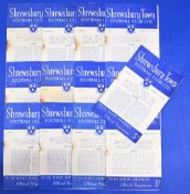 Collection of Shrewsbury Town home match programmes 1951/52 Port Vale, Reading, Millwall, Newport