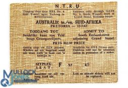 1963 SA v Australia 1st Test Rugby Ticket: Lovely clean example from Pretoria. VG