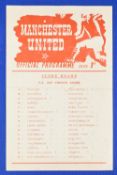 1949/50 Manchester United reserves v Chesterfield Central League match programme 28 January 1950;