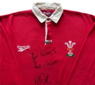 2000s Late Matthew J Watkins’ signed match worn Wales Rugby Jersey: Reebok 42”-44” scarlet match