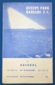 1953 Queen Park Rangers v Arsenal under floodlights football programme 5th Oct 1953 staples removed