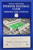 1957/58 Scarce Everton v Manchester United Division 1 match programme 4 September 1957; has score (