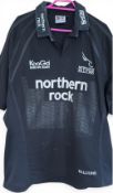 2005 Newcastle Falcons M Burke Signed no.15 Match worn Rugby Jersey: Matt Burke, Aussie star, has
