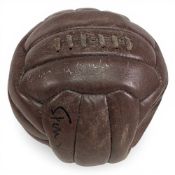 Stanley Matthews signed vintage style panel leather Football, signed twice - Best wishes Stanley