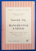 1953/54 Scarce issue Norwich City v Manchester United a Norfolk and Norwich Charities Cup match