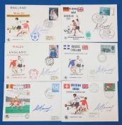 6x 1970-1974 England International Football Alf Ramsey signed FDC covers: Belgium v England 1970,