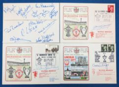 4x 1975-76 Signed Football FDC covers, Manchester United v Sheffield United Tommy Docherty, Martin