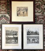 c1900-1927 Trio of Periodical Rugby images pages, framed (3): All m, f and g, c.1900 well known bold