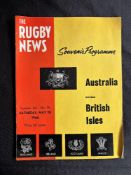 Scarce 1966 British and I Lions Rugby Programme v Australia, First Test: Sydney Rugby News issue.