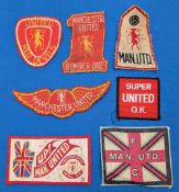 7x Vintage Manchester United Football Patches Sew on Badges, assorted sizes and shapes all c1970/80