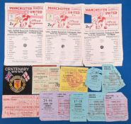 1970s Manchester United Football Tickets and Patches: Youth team programmes, tickets home and away v