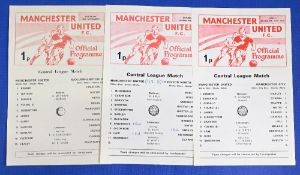 Manchester United 1972/73 reserves homes Wolves, Manchester City, Preston NE (score); fair/good. (