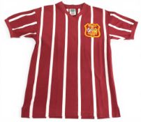 SCORE DRAW official match shirt 1956 Manchester City FAC Final; maroon/fine white vertical