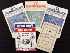 1949-1978 Services Rugby Programmes (5): British Army v French Army 50, and v French Armed Forces 56