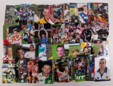 100 Rugby League signed colour Photographs, league and international players, with a good