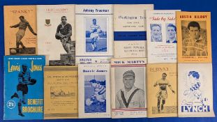 12x Rugby League Souvenir Testimonial Brochures: to include Jonny Huddersfield 1947-1955, Mick