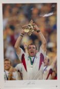 Rugby Union 2003 England winning the World Cup signed Martin Johnson Big Blue tube, with COA 487/