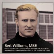 Bert Williams Wolverhampton Wanderers Hall of Fame mounted Poster – holding aloft the FA Cup - a