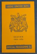 1955/56 Leeds United v Manchester United friendly match programme 28 January 1956, name on front o/
