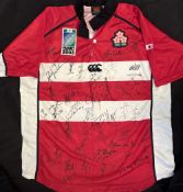 RWC 2003 Japan Matchworn and Fully Squad Signed no. 11 Rugby Jersey: Super, one of rugby’s most