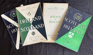 1957-59 Ireland H and A in Five Nations Rugby Programmes (4): v E 57, VIP, worn hard cover, prog