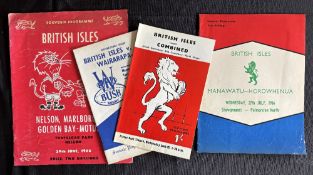 1966 British and I Lions in NZ Rugby Programmes (4): v S/Mid Canterbury/N Otago, Wairarapa/Bush,