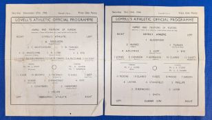 1943-44 Defunct Welsh League West Lovell’s Athletic Football Programmes War Time Matches, single