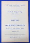 1960/61 Everton v Accrington Stanley FLC 1st round 12 October 1960; team changes. (1)
