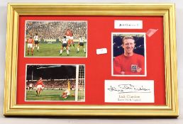 Framed and special glass Jack Charlton x3 pictures including separate autograph; frame size 300mm
