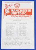 Manchester United 1981/82 reserves home Manchester City 21 November 1981, single sheet; good. (1)