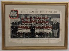 1955-56 Manchester United Busby Babes multi team photograph centre page, signed by Ducan Edwards,
