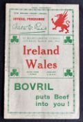 1934 Wales v Ireland Rugby Programme: At Swansea, in very good condition