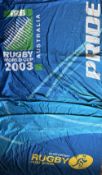 RWC 2003 Huge Vertical Hanging Flag from Sydney: Gigantic blue official with logo 164 cm x 56 cm