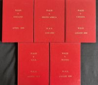 1999 VIP bound editions, WRU Home Rugby Programmes (5): Scarlet hardcover examples, official WRU