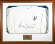 Score Line Replica Tottenham Hotspur Football Shirt, well framed and signed by Jimmy Greaves