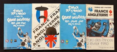 1974-88 France v England Rugby Programmes (4): Issues from 1974, 80, 86 and 88. VG