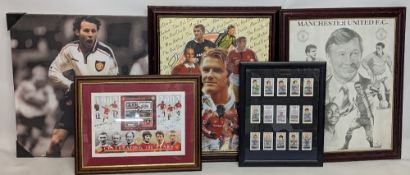 5x Manchester United framed pictures and prints - a large canvas Ryan Giggs print size #53cm