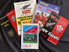 1969 to 1994 Wales in NZ and W Samoa Rugby Programmes (5): 69 1st test and v Wellington; 88